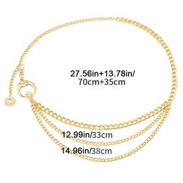 Other Fashion Accessories 1 piece of womens waist chain belt used for dresses with a moon star belt gold and silver womens clothing chain accessories J240518