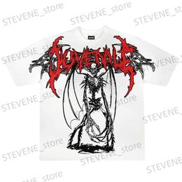 Men's T-Shirts Y2k T Shirt Harajuku Hip Hop Devil Skull Graphic Print Goth Oversized Top 2023 New Punk Rock Short Sleeved Sweatshirt Streetwear T231120