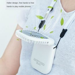 Portable Air Coolers Hanging Neck Fans Mini Portable Folding USB Small Fan Mute Power Bank Portable Handheld Desktop Multi Function Charge Fan 230419