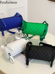 Evening Bags Foufurieux Women's Diagonal Bag Highgrade Lingge Cylinder Pillow Bag 2022 Popular Fashionable Texture Versatile Shoulder Bags J230419