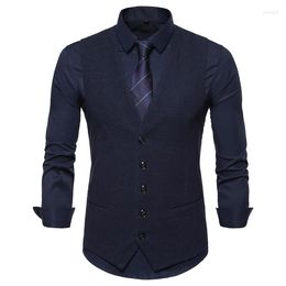 Men's Vests Eu Size 2023 Spring Autumn Smart Casual V-neck Waistcoat For Men