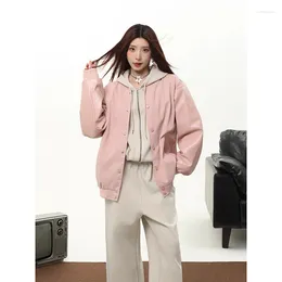 Women's Jackets Winter Korean Fashion For Women 2023 Streetwear Baseball Uniform Oversized Coat Student Loose Pink Coats