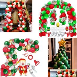 Christmas Decorations Christmas Party Balloons Tree Latex Set Santa Claus Green Balloon Garland Pillar Decoration Home New Year Drop D Dhamq