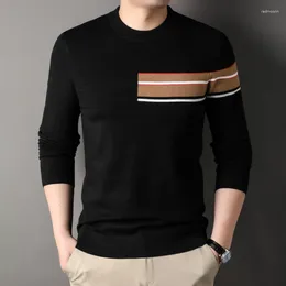 Men's Sweaters Long-Sleeved Color Matching Sweater Autumn And Winter Top Young Fashion Size S-4XL Black Gray Mens Clothing