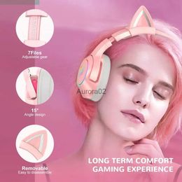 Cell Phone Earphones Wired Headphone Over Ear with Microphone 3.5mm/USB Stereo Sound Cat Ear Gaming Headset for Computer YQ231120