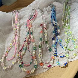 Choker Bohemia Handmade Colorful Seed Beads Necklace Set Simple Women Fashion Pearl Flower Necklaces Collar Sweet Jewelry Gifts