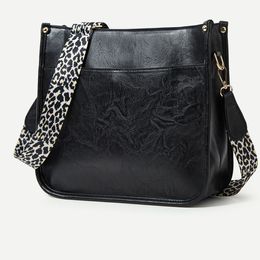 Vielseitige Umhängetasche mit modischem Crossbody-Leoparden-Print-Schultergurt-Design, einfarbige PU-Damentasche