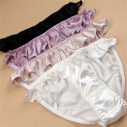 PACK 3 100% Pure Silk Women's Ruffled Underwear Lingerie Briefs Panties L-2XL MS016 230420 20420