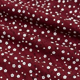 Fabric Red Flower Printed Cotton Fabric Vintage Ditsy Floral Cotton Material 230419