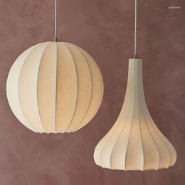 Pendant Lamps Nordic Wabi Sabi Led Lights For Living Room Minimalist Silk Chandelier Bar Dining Bedroom Loft Hanging Lamp Fixture