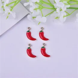 Charms 10pcs Chili Metal Enamel Food Pendants Ornaments Beads For Bracelet Earrings Jewelry Making