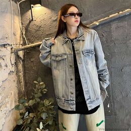 Designer Jackets Fashion Brand Coat Outdoor Casual Coats the Correct Version of VtmFogs Dual Line Ess Men Womens Washed Blue Denim High Street Jacket Trend Autumn Win