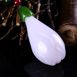 Pendant Necklaces Natural White Hand Carved Orchid Jade Jewelry Nelace Magnolia Flower Rich Sweater