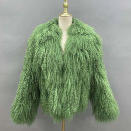 여자 모피 가짜 Janefur Winter Lamb Coat Women 2023 Short Fashion Luxury Custom Tholesale Real Mongolia Sheep Jackets 231118