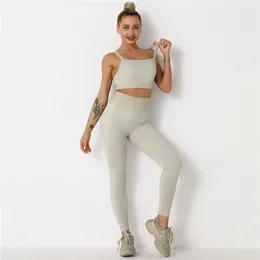 Women's Two Piece Pants Women's Sportswear Yoga Set Workout Clothes Athletic Wear Sports Gym Legging Seamless Fitness Bra Crop Top Suit