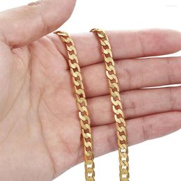 Chains 5mm Mens Womens Necklace Cut Flat Curb Cuban Link Chain Gold Colour Female Jewellery Accessories Wholesale DGN316