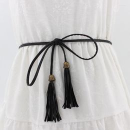 Belts Thin Rope Weaving Female PU Material Accessories Tassels Draw Back Decoration Fashion Dress Wild Small Belt Feminino