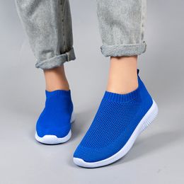Strickkleid VIP -Sneaker für Frauen Herbst Slip auf atmungsaktives Mesh lässige Schuhe Frau flache Heels Plus Size Sladers Zapa