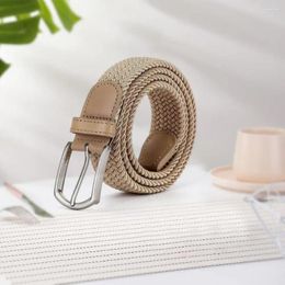 Belts Braided Stretch Waistband Elastic Fabric Belt Wide Band Metal Pin Buckle Men's Anti-break Solid Colour Firm For Pants