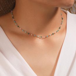 Chains BLIJERY In Chic Women's Neck Chain Necklaces Turquoise Colour Square Beads Jewellery On The Strand Necklace Summer Gift