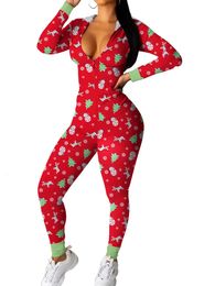 Womens Sleepwear Christmas pajamas Cute printed Long sleeved zippered hoodie Holiday 231120