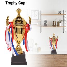 Cheerleading Large Trophy Cup Multi-color Bows Inspiring Trophy Cup For Sports Meeting Competitions Award Football Trophies Souvenir Cup 230420