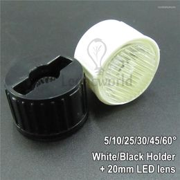 50pcs 1W 3W 5W 20mm Stripe Optical LED Lens With White/Black Holder Angle 5 10 25 30 45 60 Degree For Bulbs DIY
