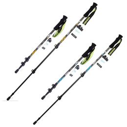 Ski Poles 1pc KODENOR Carbon Fibre Walking Stick Cane Telescopic 3-section Outer Lock Folding Lightweight 63-135cm Straight Handle 231120