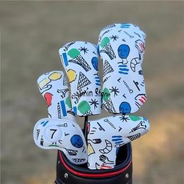 Other Golf Products Golf Woods Headcovers Covers for Driver 460CC #1 Fairway #3#5 Hybrid UT Putter Club Set Unisex Fashion Pattern for Adult Kids 231120