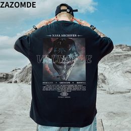 Men's T Shirts ZAZOMDE Anime Printed T Shirts Men Dark Street Style Tees Cotton Tops Harajuku Tshirt Streetwear Hip Hop Male T shirts 230419