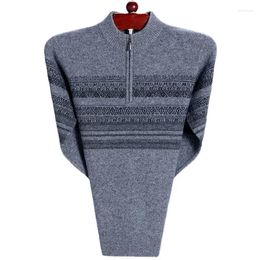 Men's Sweaters Arrival Pure Cashmere Knitted Men Autumn Winter Thickened Middle-aged Zipper Half High Neck Large Sweater Size S-5XL