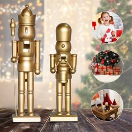 Christmas Decorations Nutcracker Puppet Senior Figurine Wooden Handcraft King Soldier Doll Toy Year Ornament Desktop Home Decoration 231118