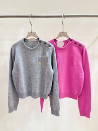 1105 L 2023 Runway Autumn Brand SAme Style Sweater Long Sleeve Grey Pink Crew Neck Womens Clothes High Quality Womens qian