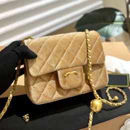 Cute Crossbody Women Mini Shoulder Bag Velvety Quilted Trend Coin Purse Luxury Handbag Classic Flap Designer Wallet Shopping Trip Matelasse Chain Fanny Pack 17CM
