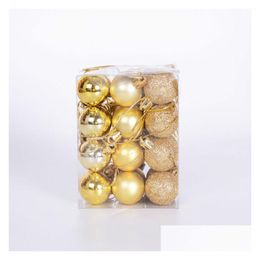 Christmas Decorations Festive Supplies 24 Pcs/Set Glitter Christmas Tree Ball Baubles Colorf Xmas Party Home Garden Decoration Drop De Dh0Lh