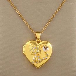 Pendant Necklaces Exquisite Heart-shaped Kitten Letter Can Open And Close Po Necklace For Women Christmas Birthday Gift