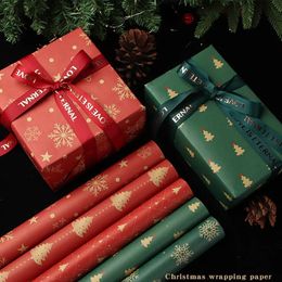 Gift Wrap 6pcs Mix Randomly Christmas Wrapping Paper Party DIY Kraft Tree Snowflake Box 231120