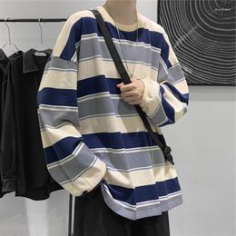 Men's T Shirts Harajuku Casual High Quality Striped T-Shirts Long Sleeves Retro Style Contrast Couple Clothes Fashion Versatile Streetwear