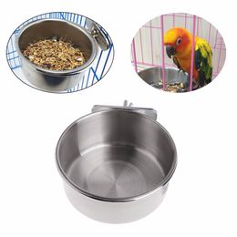 Bird Feeding Dish Cups Stainless Steel Parrot Food Water Bowl for Parakeet Conure Cockatiels Lovebird Budgie KDJK2304