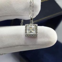 Chains Passed Diamond Test S925 Silver Plated Classic Moissanite Necklace Square D Colour Pendant Necklaces Luxury Jewellery Gift