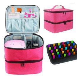 Nail Art Kits Polish Carrying Case Organisers And Storage 30 Bottles Double-Layer Bag-Holds
