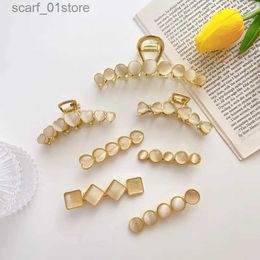 Hair Clips Barrettes 2022 Korea New Women Luxury Vintage Hairpins Accessories Simple Cat's Eye Stone Alloy Crab hair Cl clips For Girls HeaddressL231120