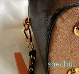 High Quality Vanity Case Mini Handbag Purse Detchable Chain Strap Shoulder Real Leather Canvas Crossbody Bag Old Flower Cosmetic Bag