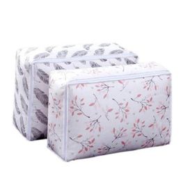 Storage Bags Peva Printed Quilt Clothes Storage Bag Folding Duvet Blanket Sorting Bags Dustproof Closet Under-Bed Moisture Proof Organ Dh7Is