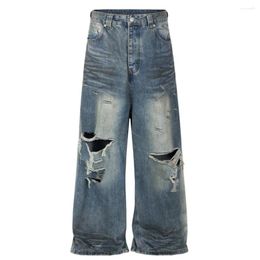 Men's Jeans Ripped Leg Opening Baggy Men Street Fashion Pants