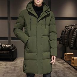 Men's Jackets Mid Long Puffer Jacket Men Autumn Winter Parka With Hood Cotton Pdded Warm Overcoats Streetwear Slim Fit 231118