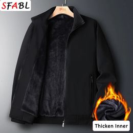 Men's Fur Faux Autumn Winter Jacket Men Thicken Fleece Lined Warm Coats Social Jackets for Casual Business Office Dress Coat Male 3XL 231120