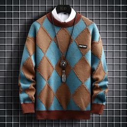 Men's Sweaters 3XL Men Clothing Pull Homme Autumn Winter Luxury Argyle Sweater Fashion Streetwear Soft Warm Knit Cashmere Pullovers Man