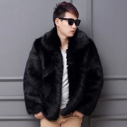 Men's Fur Faux Mens Black Coat Winter Thick Warm Mink Overcoat Men Streetwear Long Sleeve Windbreaker Outerwear Oversize 231120