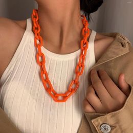 Chains 6 Colours Fashion Big Necklace For Women Acrylic Chunky Thick Lock Choker Chain Punk Hip Hop Personality Necklaces Party Jewellery